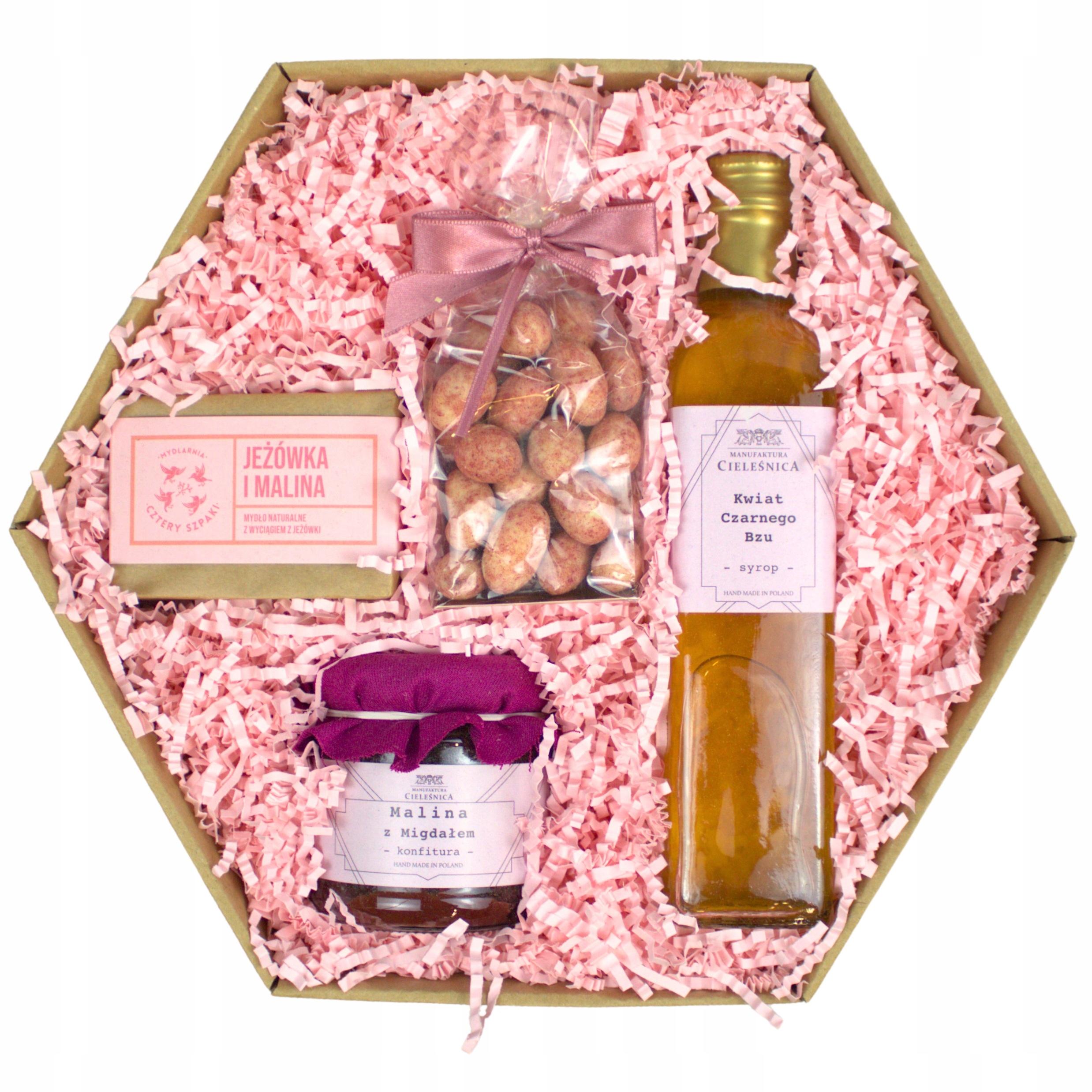 Dárková krabička na Den Žen pro ni zavařenina mandlové mýdlo
