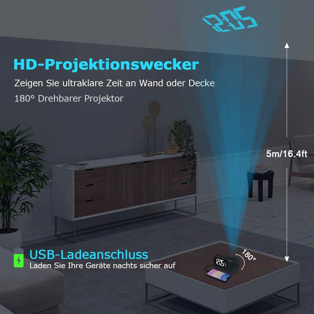 BUDZIK ZEGAR VA Z PROJEKCJĄ ALARM DST PROJEKTOR Zasilanie sieciowe