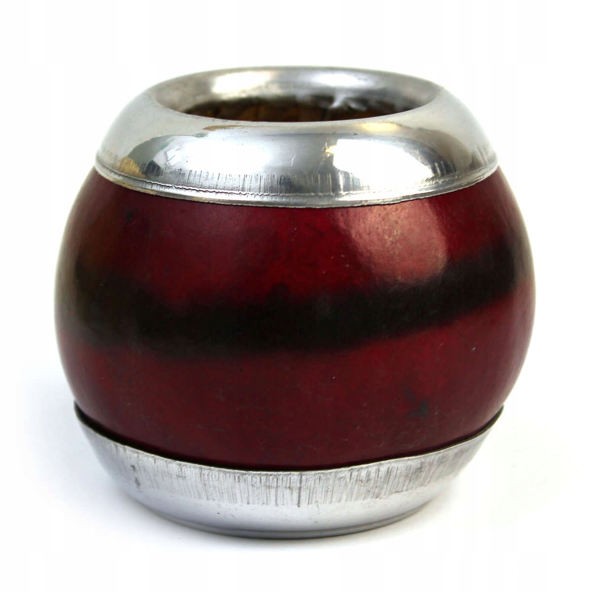 Levně Matero do yerba mate – Přírodní tykev Perla Bordó – dvojitě okovaná