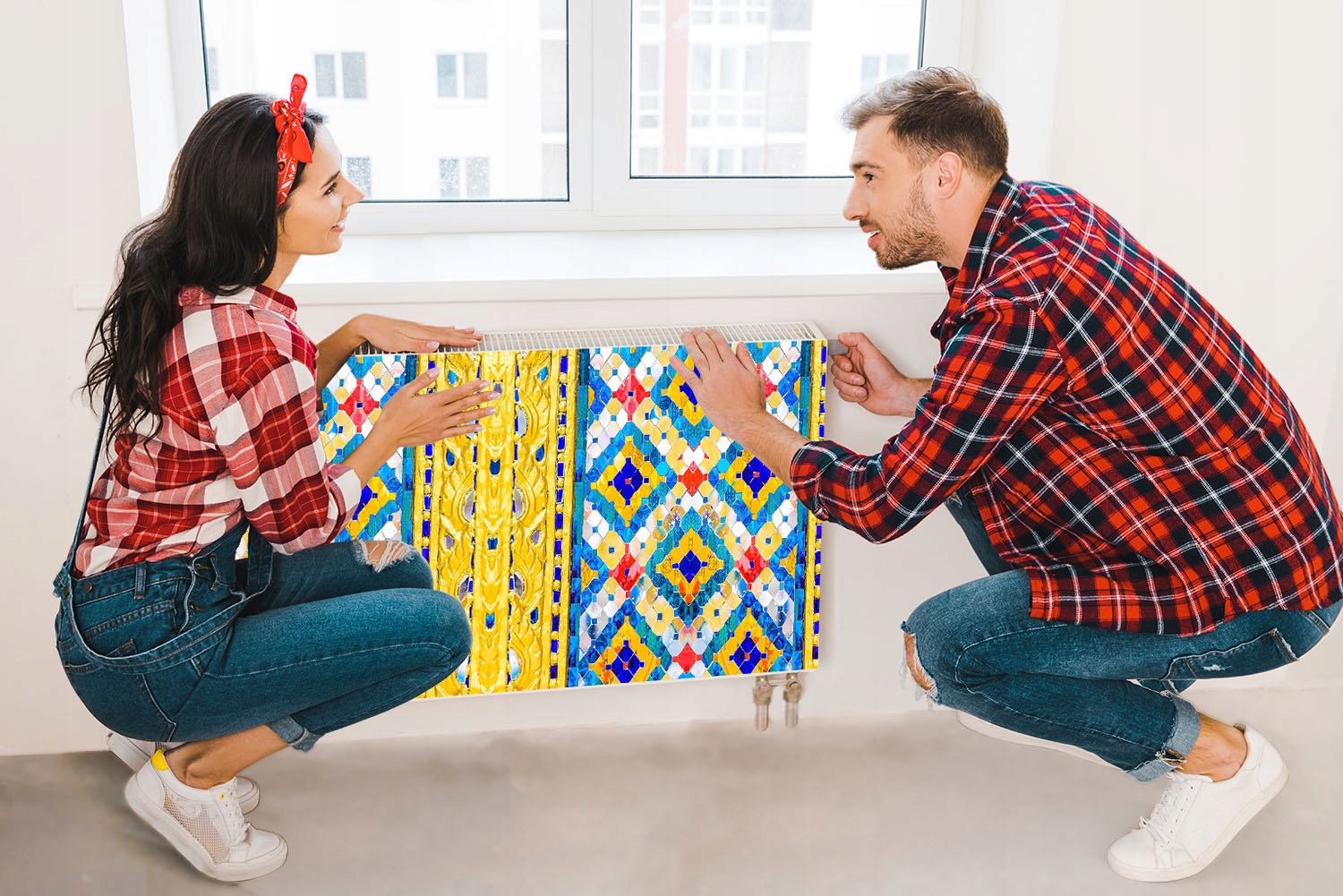 MATA MAGNETYCZNA NA KALORYFER 160x60 MOZAIKA FOTOTAPETA Grubość materiału 1 mm