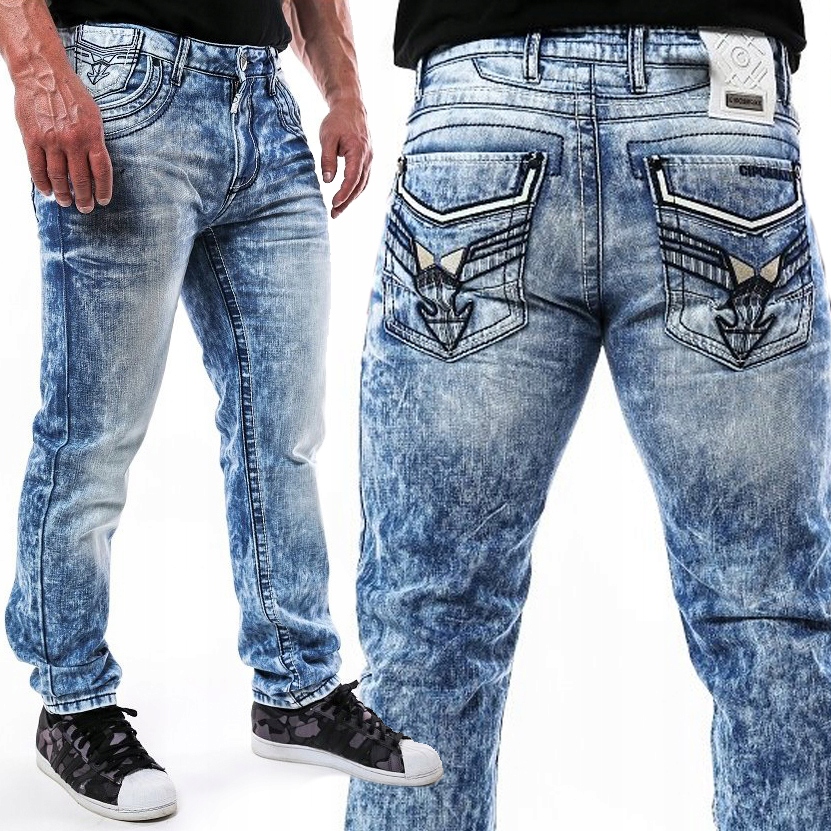 Džíny Pánské Regular Střih Odřené