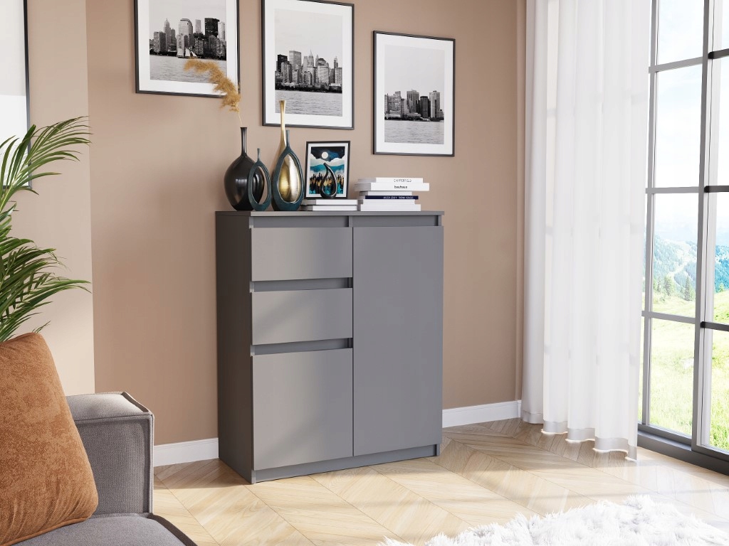 KOMODA 98CM SZAFKA 2 SZUFLADY ANTRACYT S-2