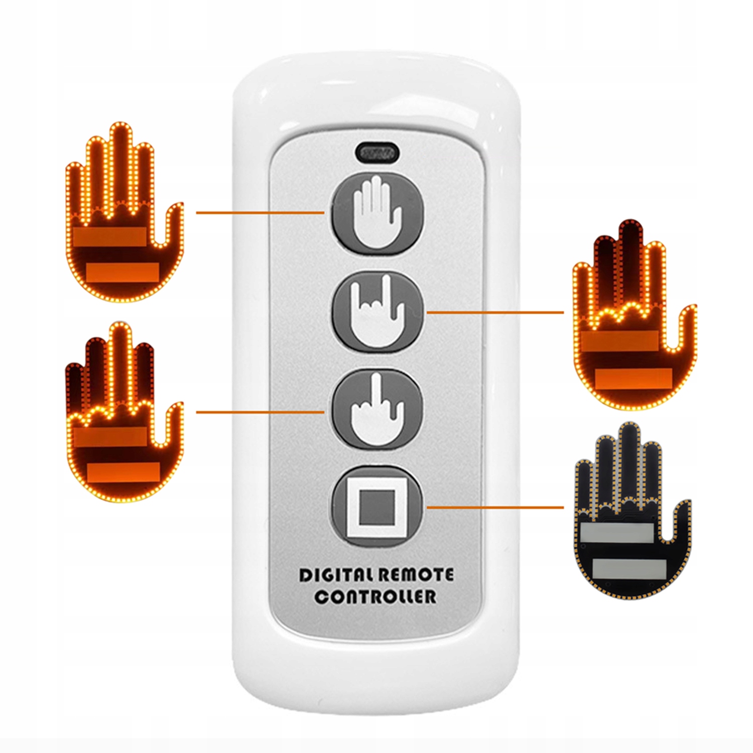 Ręka LED na tylną szybę samochodu Sygnalizator Gestów Środkowy palec +Pilot Producent inny