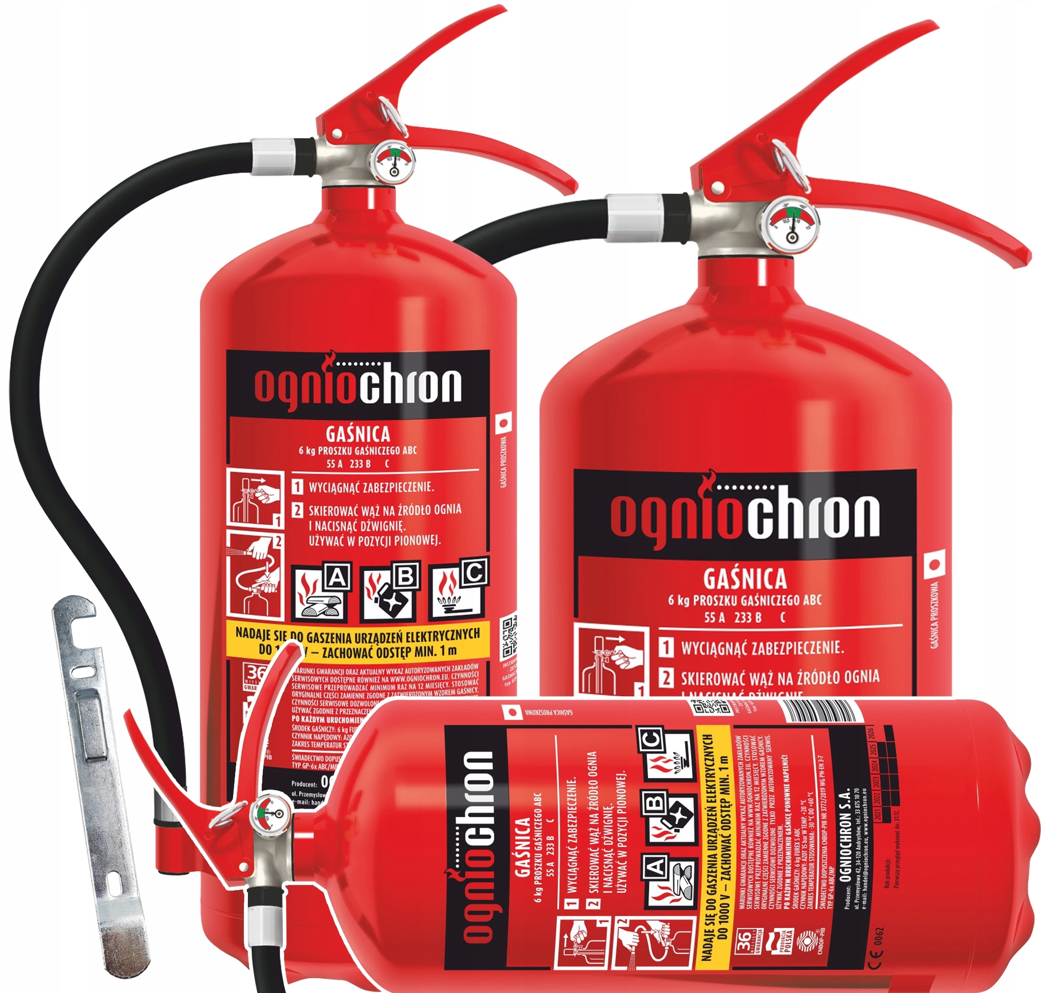 Gaśnica proszkowa Ogniochron 6kg Bhp wieszak