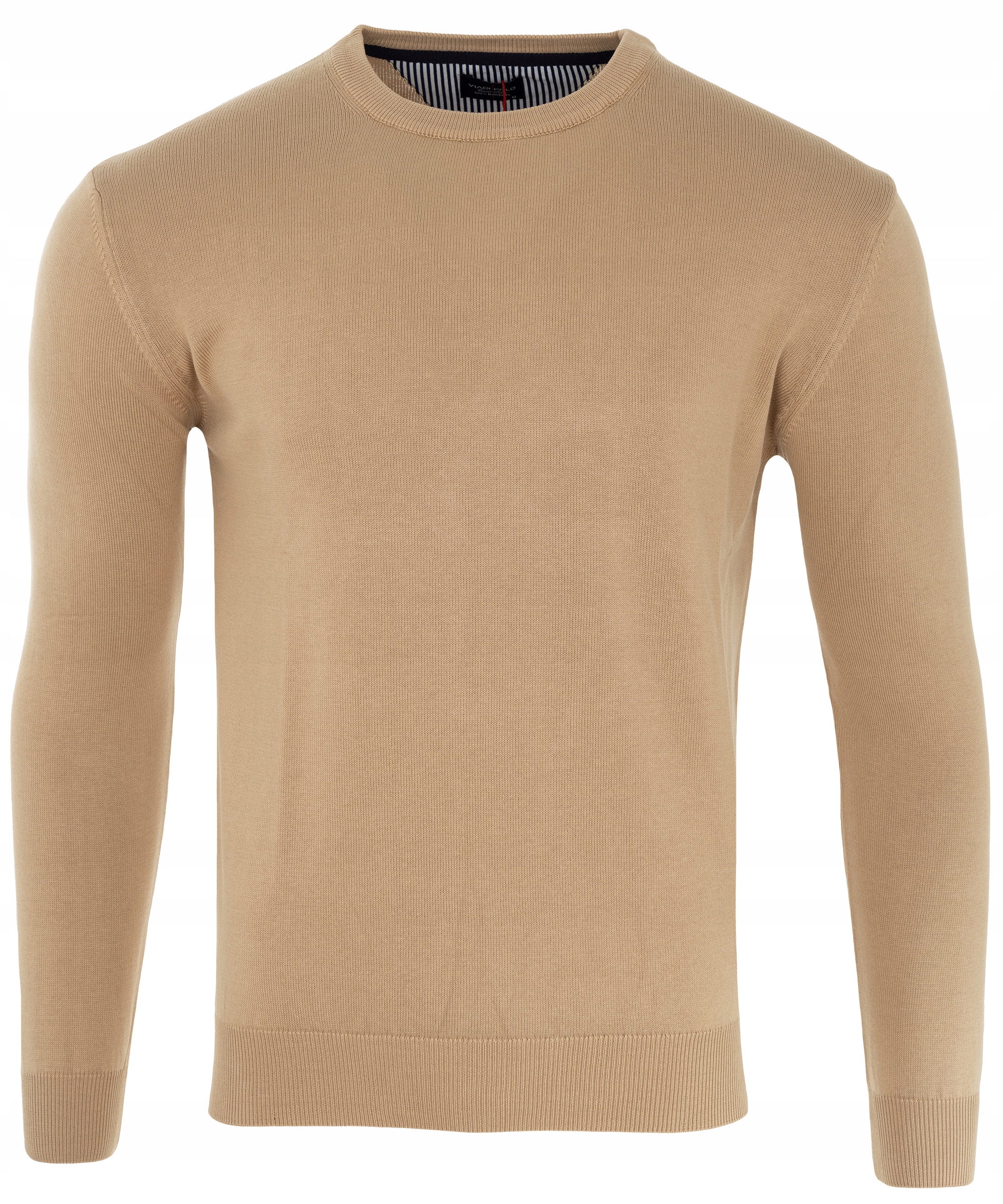 SWETER ELEGANCKI WYSOKA JAKOŚĆ 100%BAWEŁNA POD SZYJĘ CIEMNO-BEŻOWY M