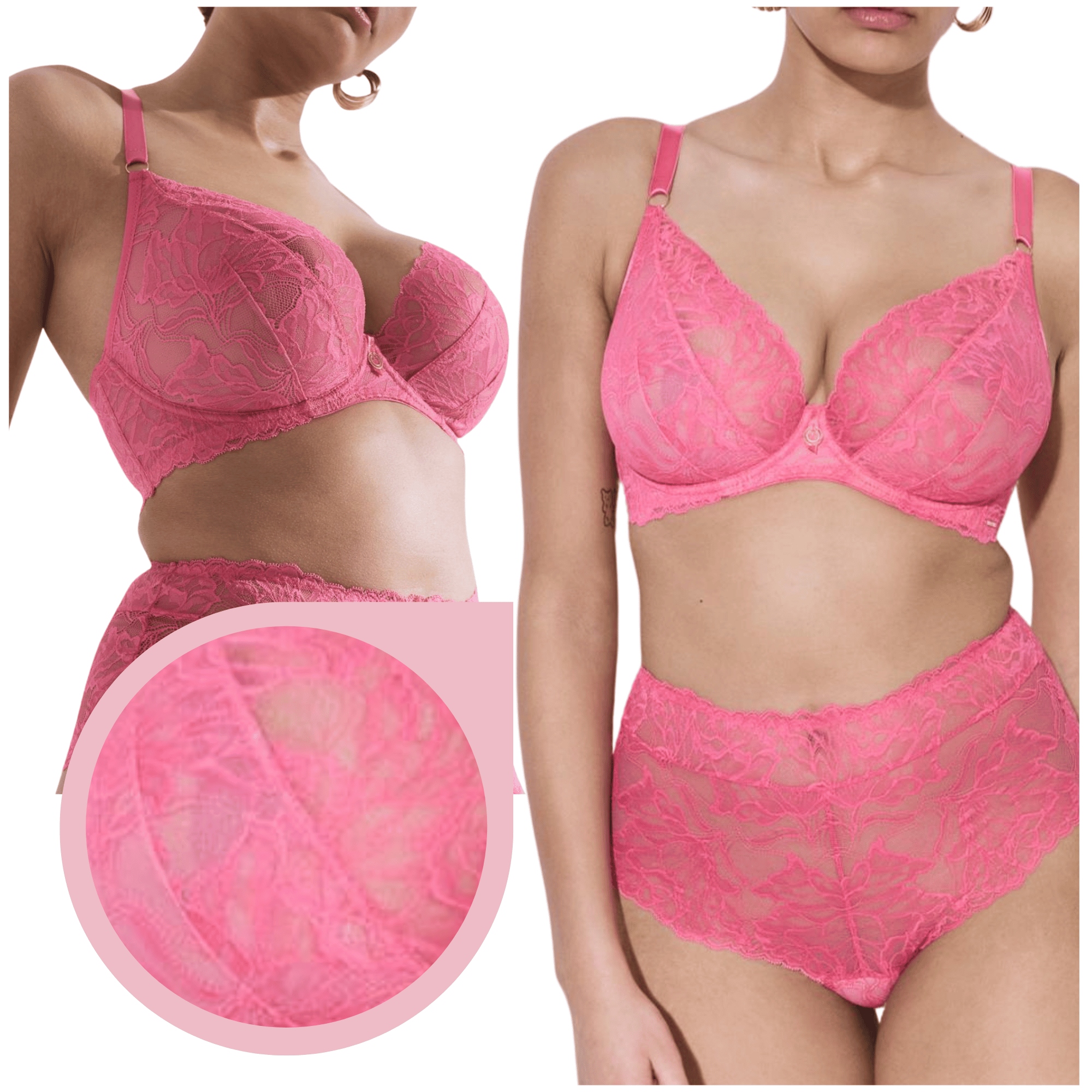 Alles Coachella M měkká krajková podprsenka, pohodlná podprsenka, růžová 80B