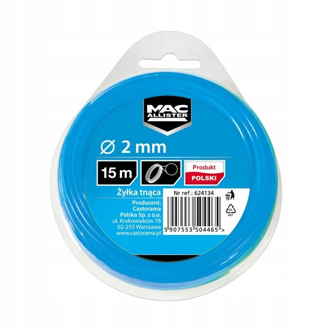 

Żyłka tnąca MacAllister 2,0 mm 15 m okrągła