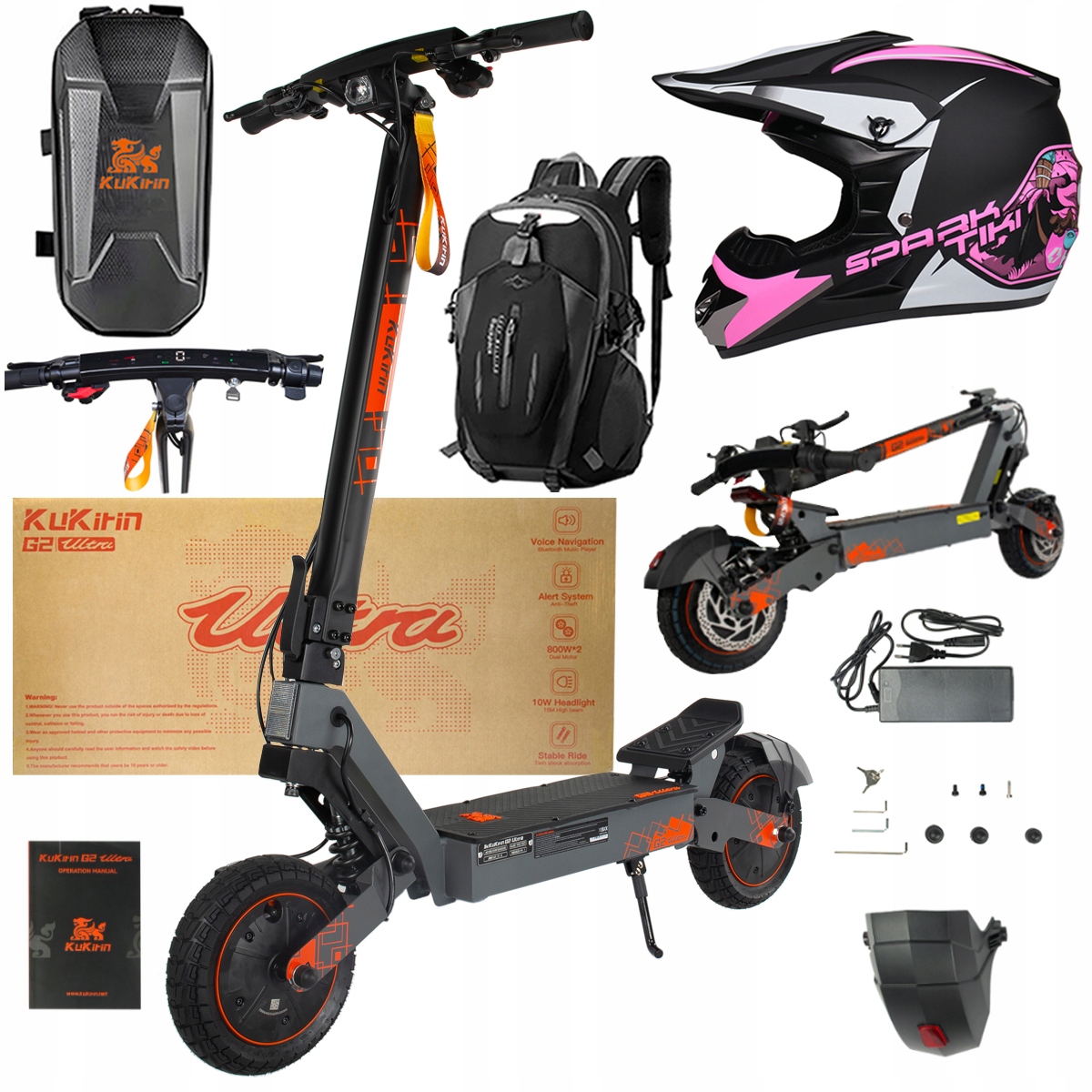 Kukirin G2 Ultra elektrické vozidlo 2000W 55km/h 55KM 48V18Ah 10" dárky