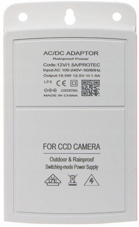 ZASILACZ PROTEC 12V/1.5A 1749 Model 12V/1.5A/PROTEC