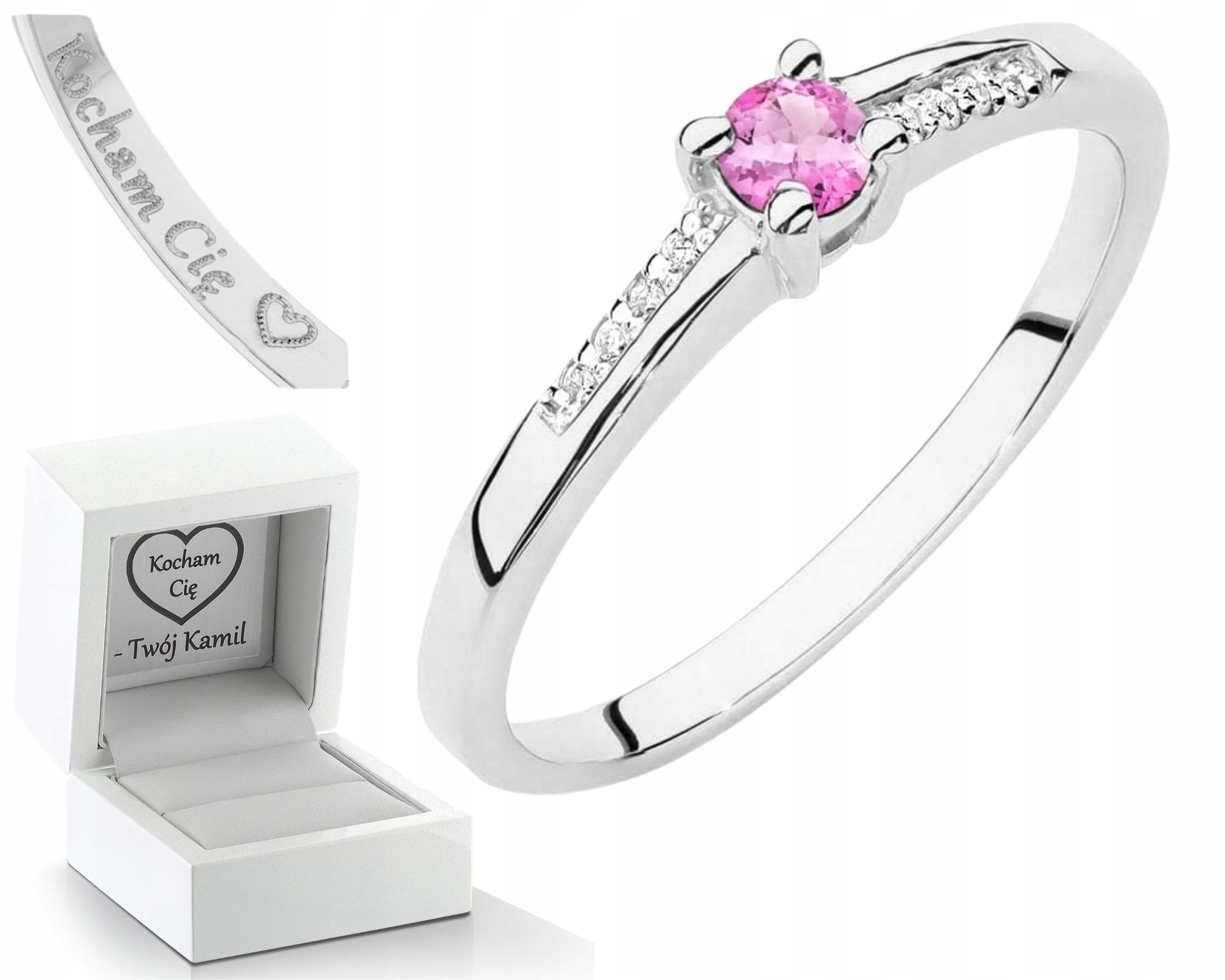 Prstýnek Z Bílého Zlata S Růžovým Topazem A Diamanty Zlato 585 Jako Dárek