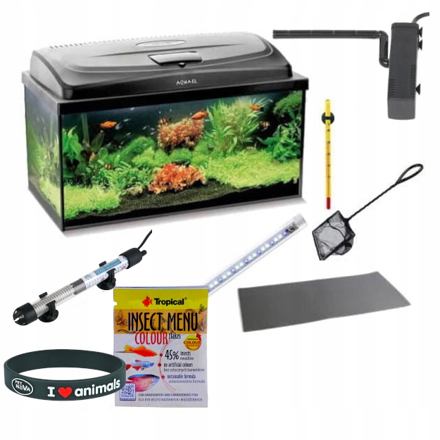AKWARIUM 60 LED CZARNE + FULL WYPOSAŻENIE - S1
