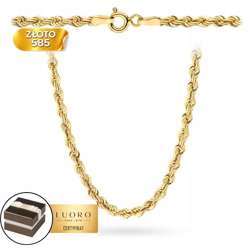 Řetízek Zlatý 585 14K Vazba Korda 55 CM Elegantní Klasický