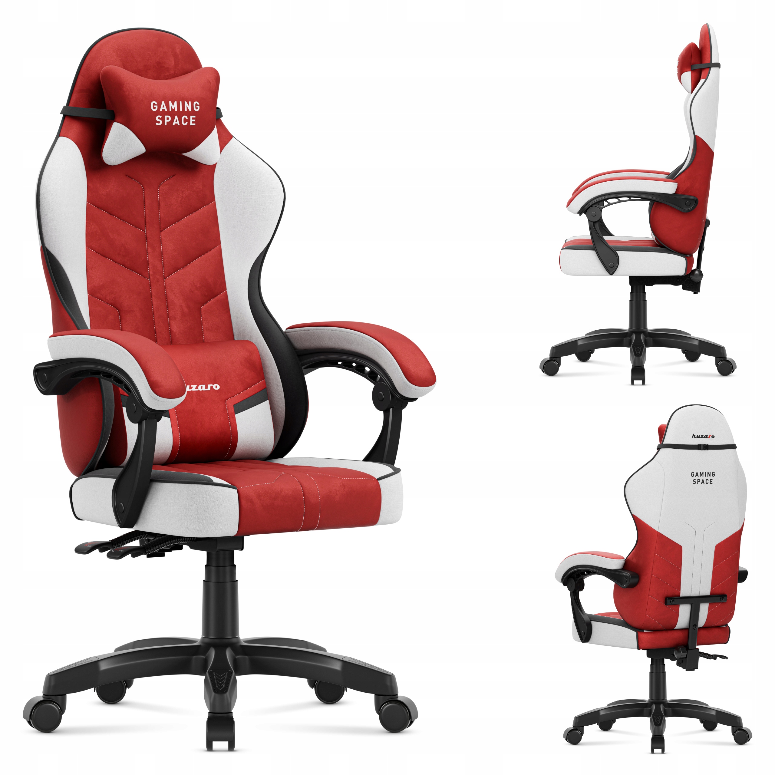 Fotel gamingowy kubełkowy Huzaro czerwony do komputera biurka ergonomiczny