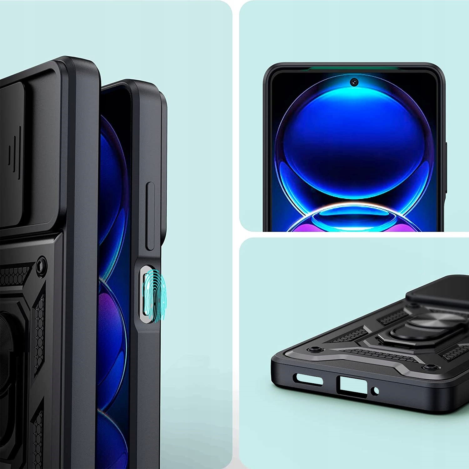 Etui PANCERNE RING 360° CASE do XIAOMI REDMI NOTE 12 PRO 5G + SZKŁO 9H Typ plecki