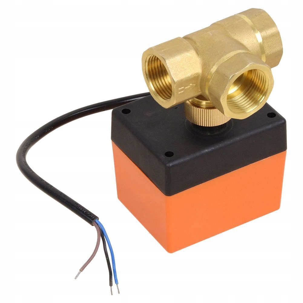 Zawór elektrozawór trójdrożny z siłownikiem przełączający DN25 1 cal