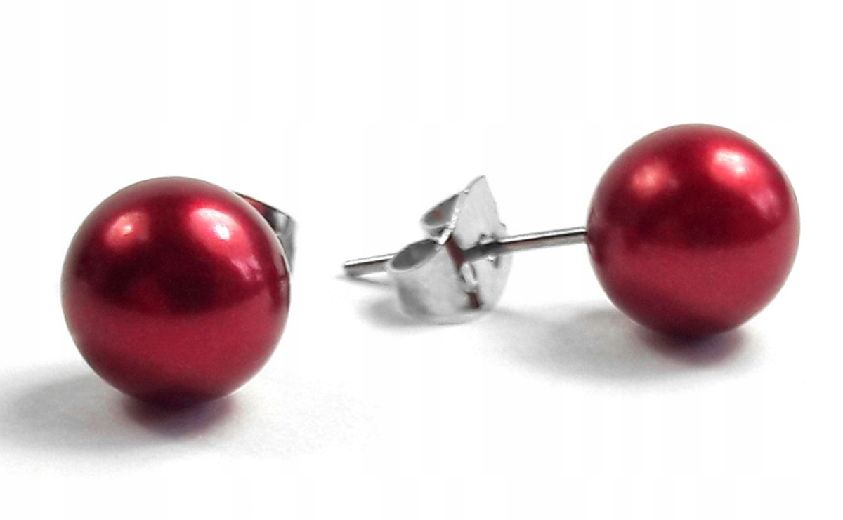 

Kolczyki perełki perły 10 mm ciemnoczerwone