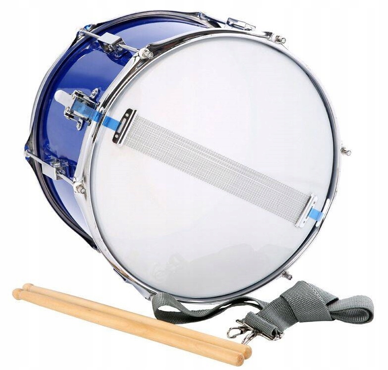 WERBEL MARSZOWY BĘBEN Z PASKIEM I PAŁKAMI KOMPLET DOBREJ JAKOŚCI STAL SUPER Kod producenta JG/13-GT