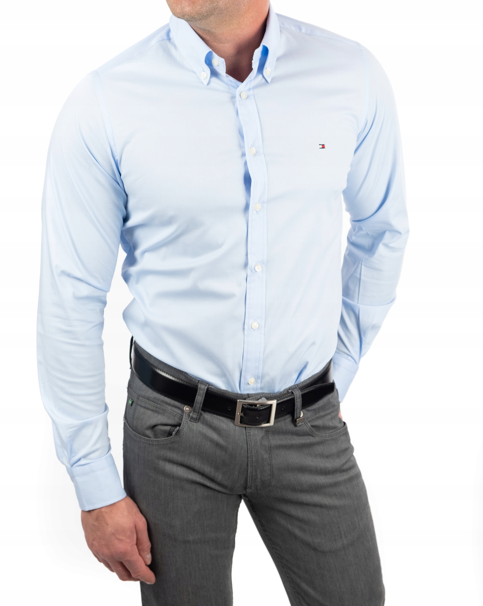 

Koszula Tommy Hilfiger Slim Fit Gładka Błękitna XL