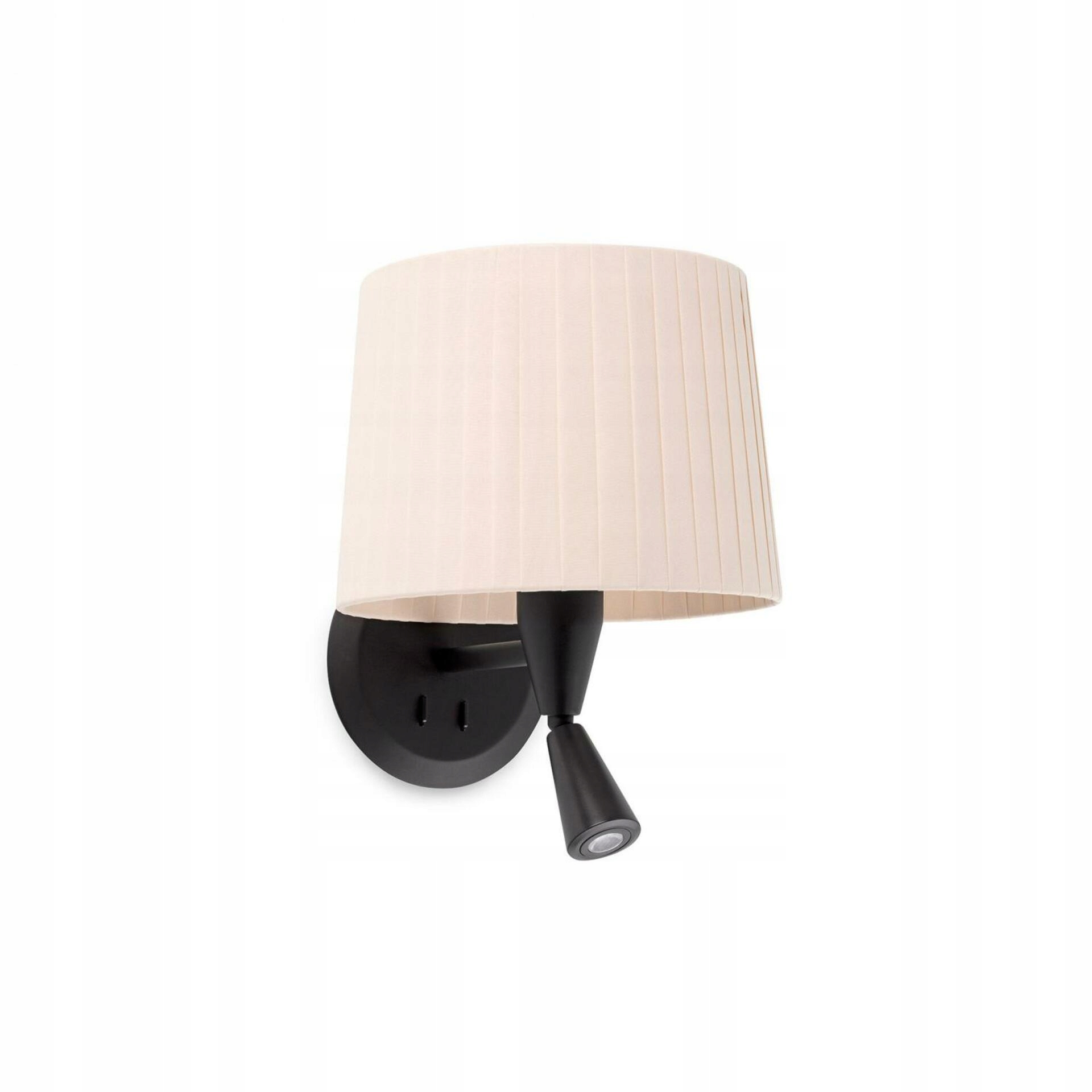Faro Samba nástenná lampa s čítacou lampičkou, čierna/béžová, E27+LED
