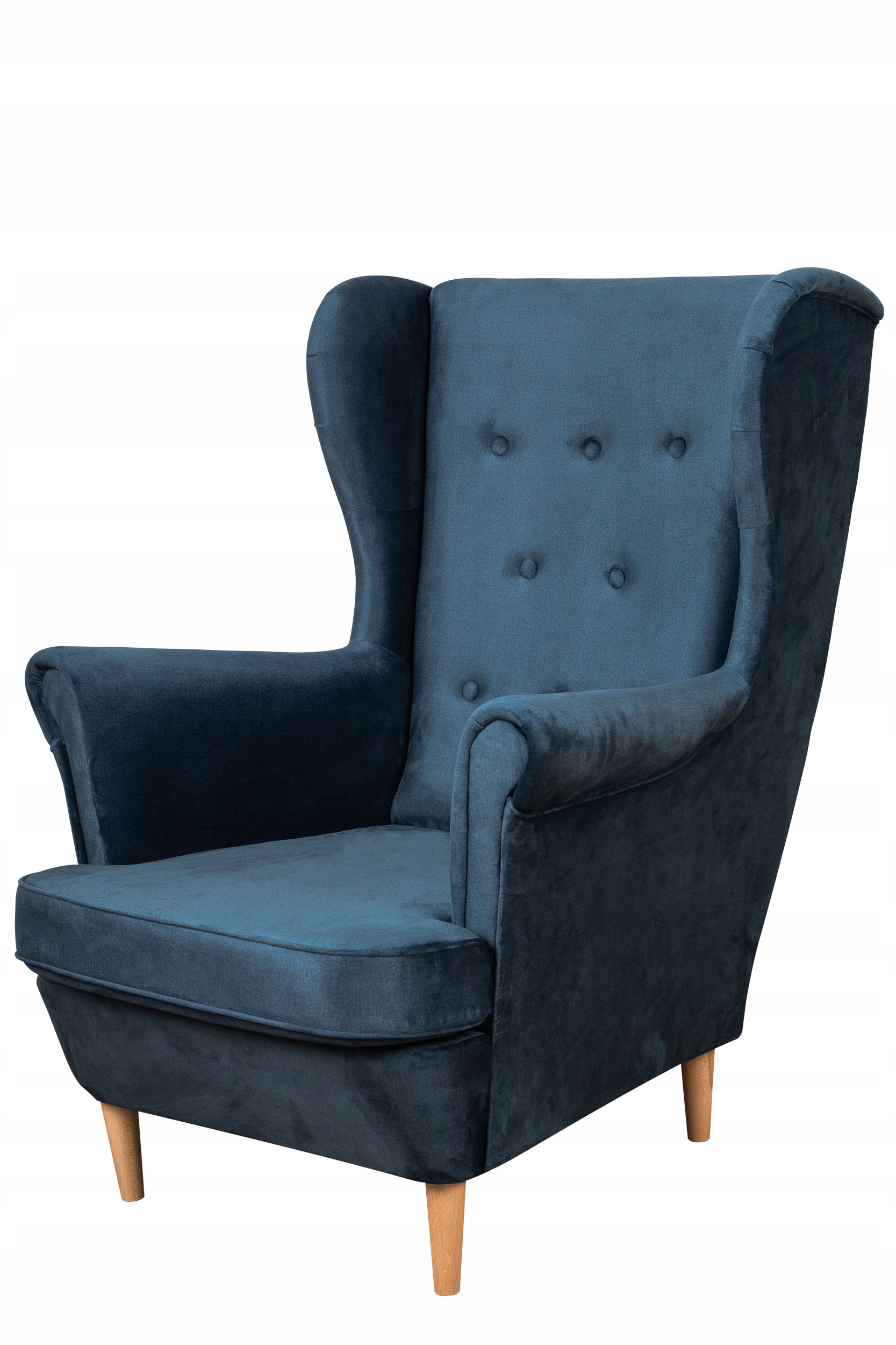 Velké Pohodlné Křeslo Typu Ušák, Skandinávský Styl, Tmavě Modrá Barva