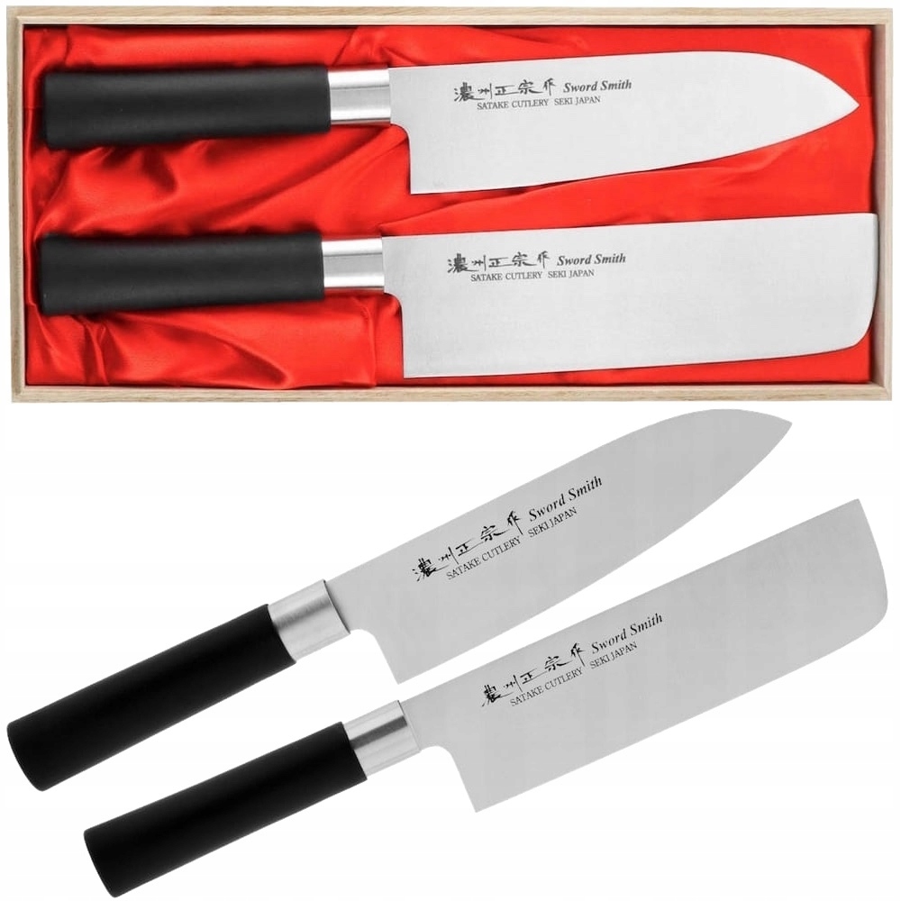 Satake Saku Japonský set 2 nožov Nôž Santoku 17 cm a Nakiri 16 cm v puzdre