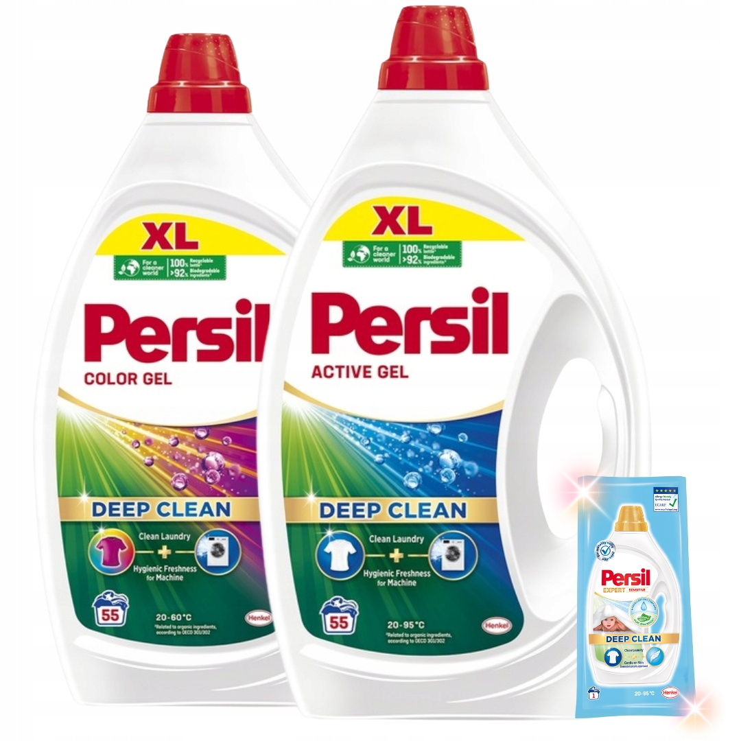 Levně Persil Active prací Gel na bílé a barevné prádlo 2,475 l, 55 praní x 2 Dárek