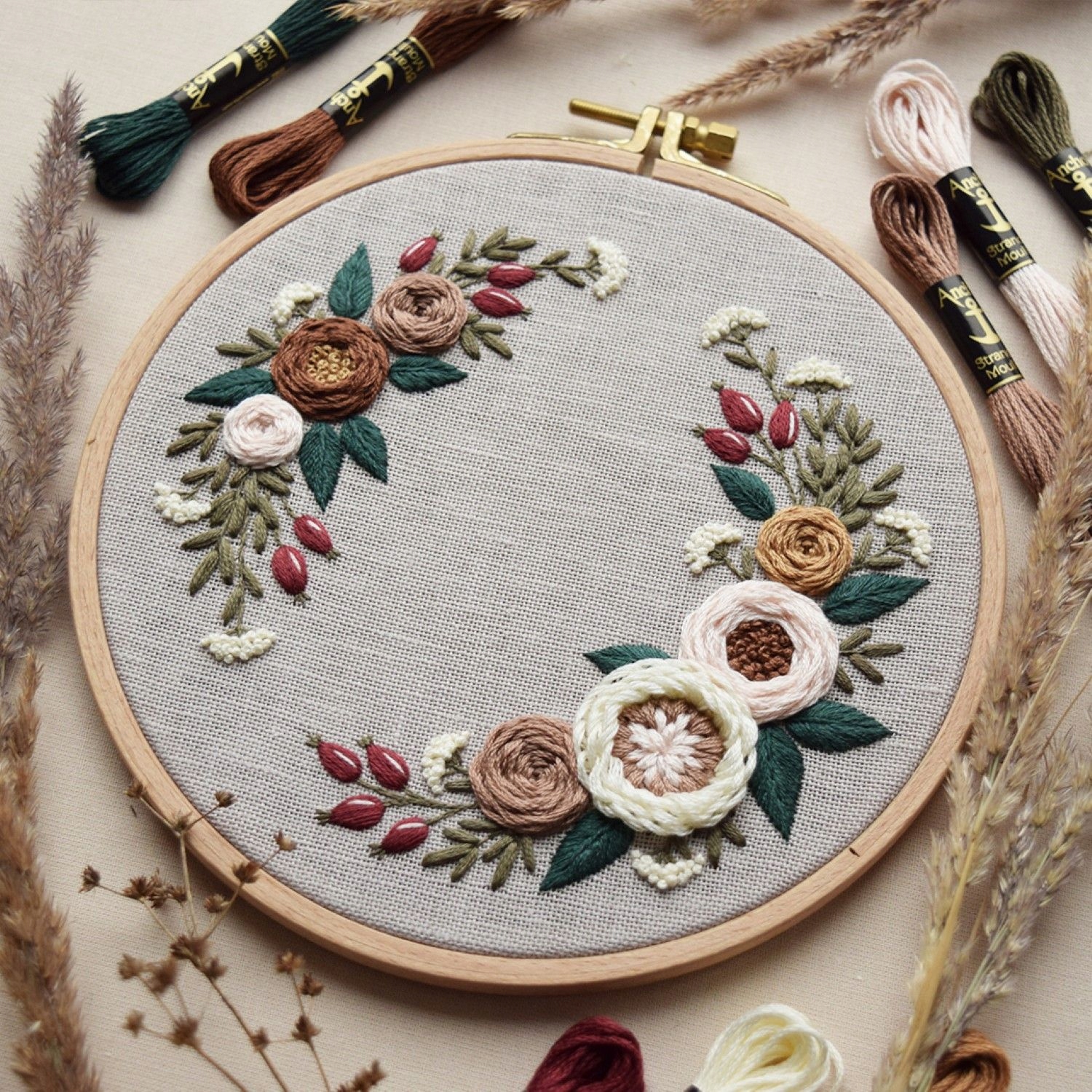 Vyšívací sada Anchor mulina kanva tamborek jehla