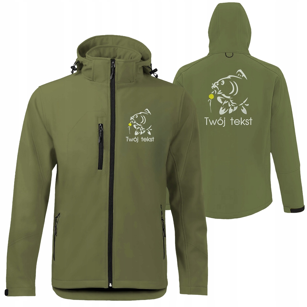 Kurtka wędkarska Softshell z kapturem Windstorm z haftem różne Milita