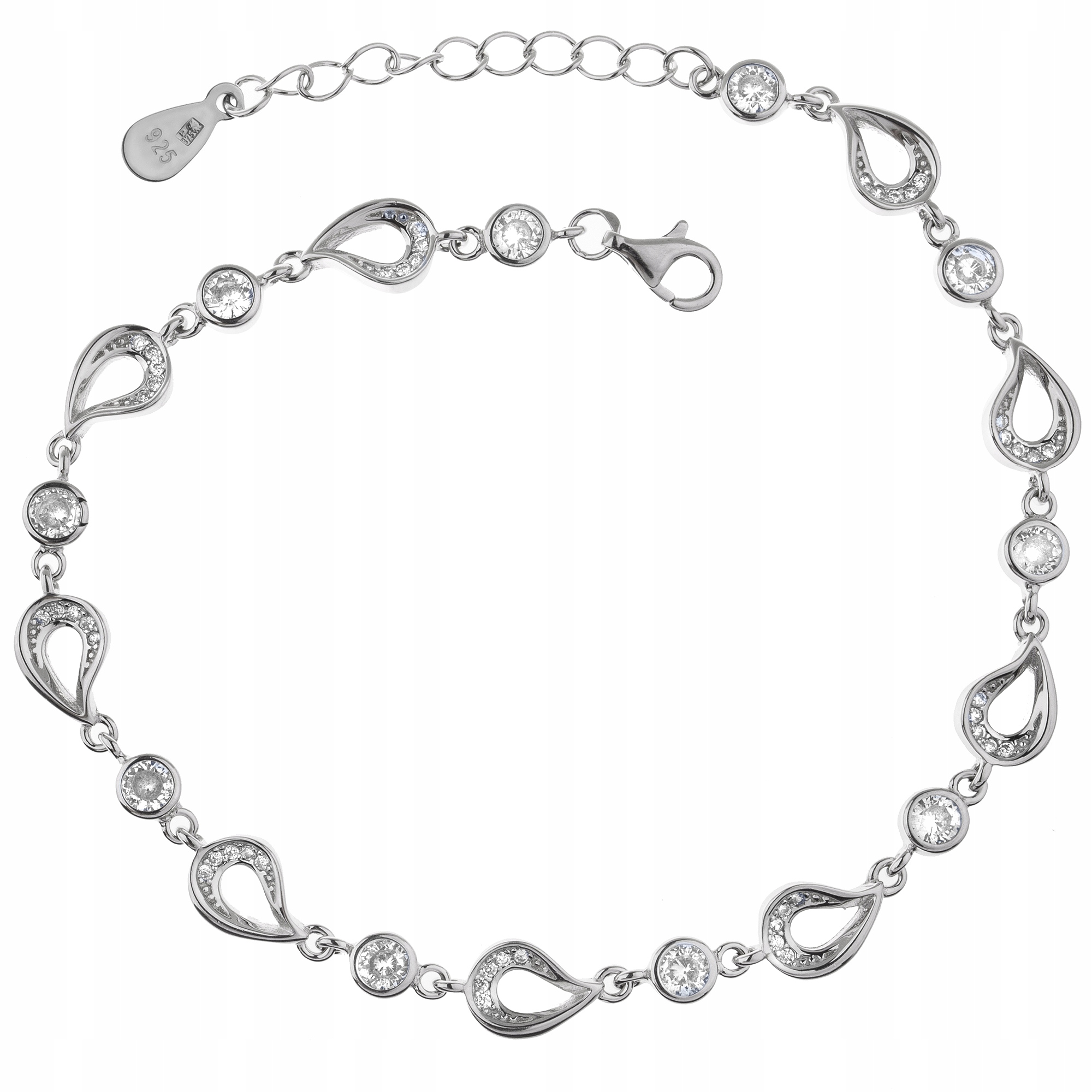 

Bransoletka Srebrna Damska Z Cyrkoniami Srebro 925