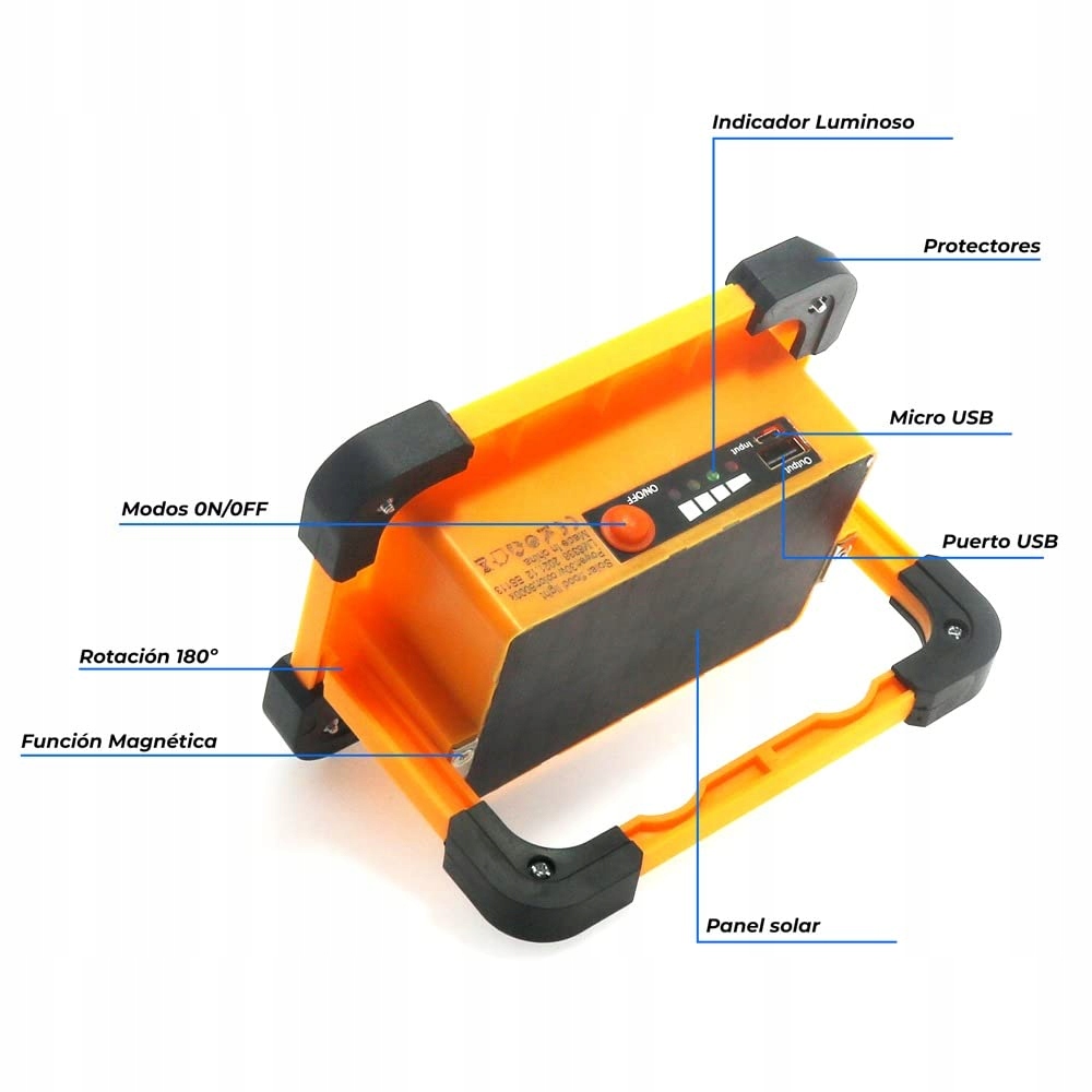 LEDME M LED Solarny PowerBank Lampa LED 2700 Lumen USB Solar Camping Garaż — miniatura 2