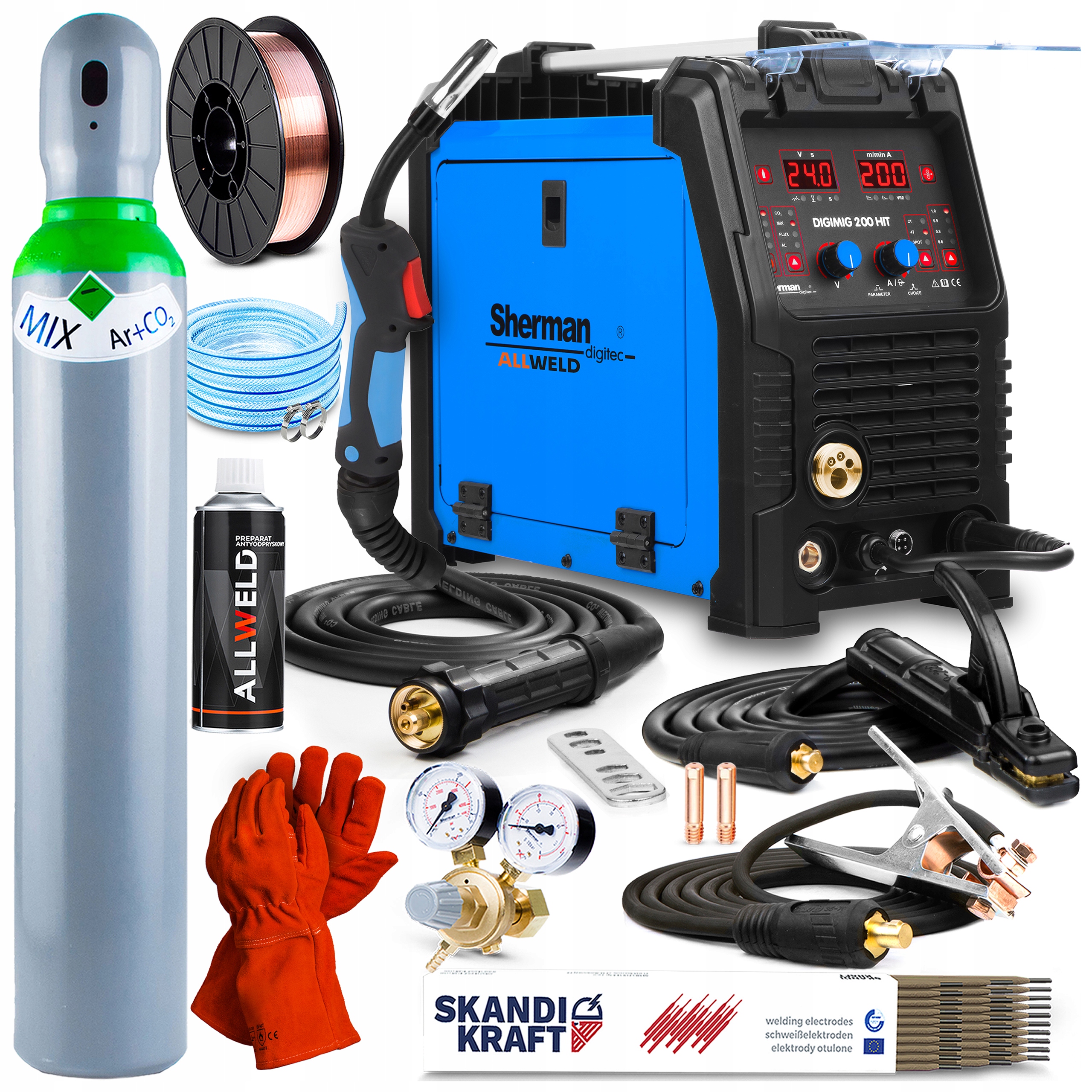 Spawarka Sherman Digimig 200 Synergia Mig Mma Tig 200A 230V Aluminium