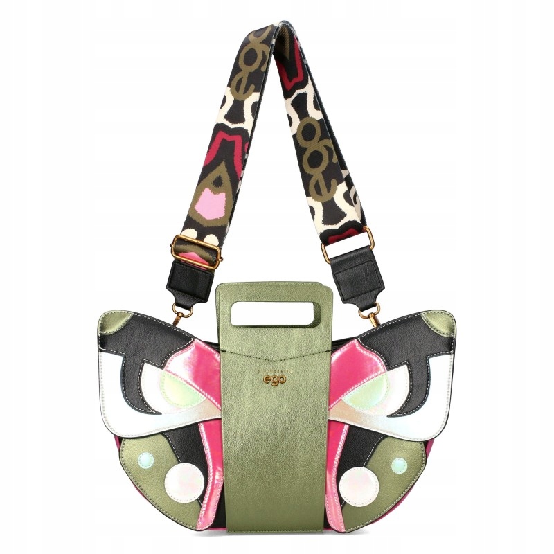 Ego Dámská kabelka přes rameno Odnímatelný motýlek Kůže Logovaný Pásek