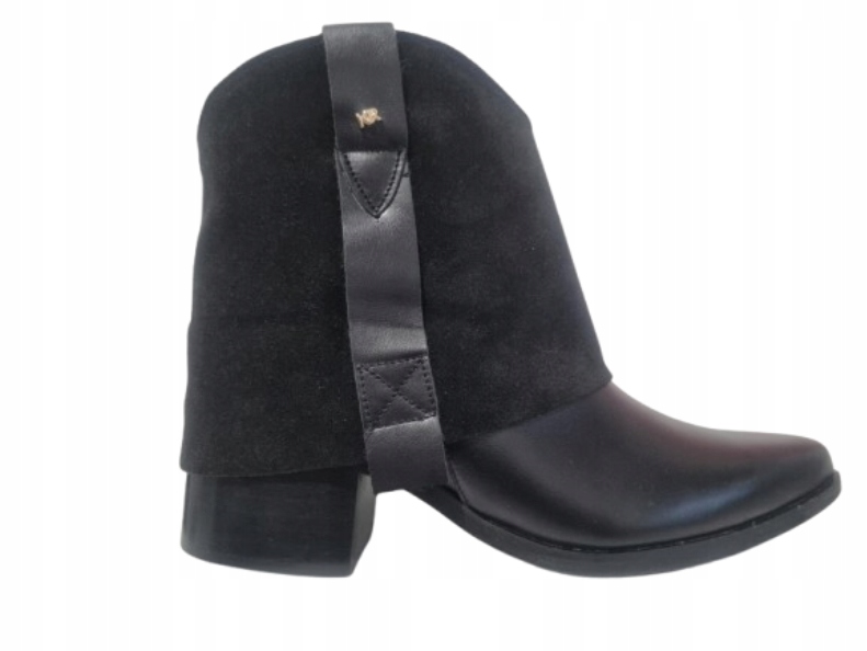 Černé nazouvací dámské kotníkové boty kožené dámské boty na podpatku Karino 37
