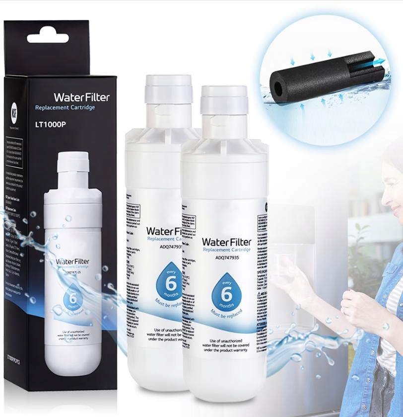 2x Filtr Wody Do Lodówki Lg LT1000P,ADQ747935, LMXS28626S,46- zewnętrzny