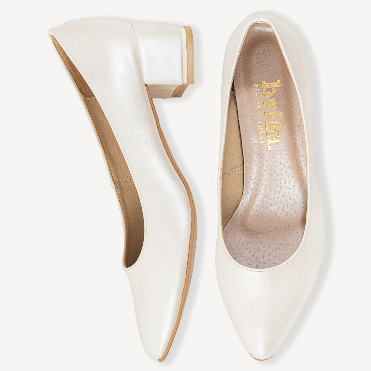 BRILU CZÓŁENKA ZE ZŁOTĄ WSTAWKĄ NA KLOCKU IVORY 41 Kod producenta 14903