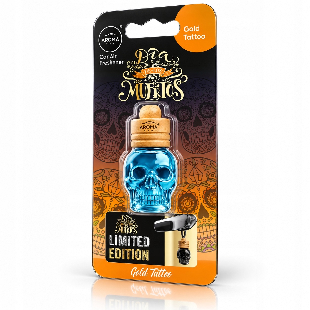 Aroma Car Dia De Los Muertos Gold Tattoo Zapach Samochodowy Czaszka