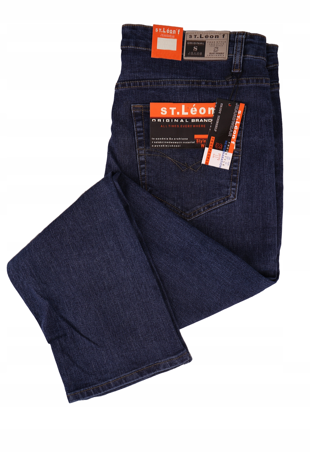 SPODNIE JEANS MĘSKIE ST LEON granat W33 L30 90-94 Rozmiar 33