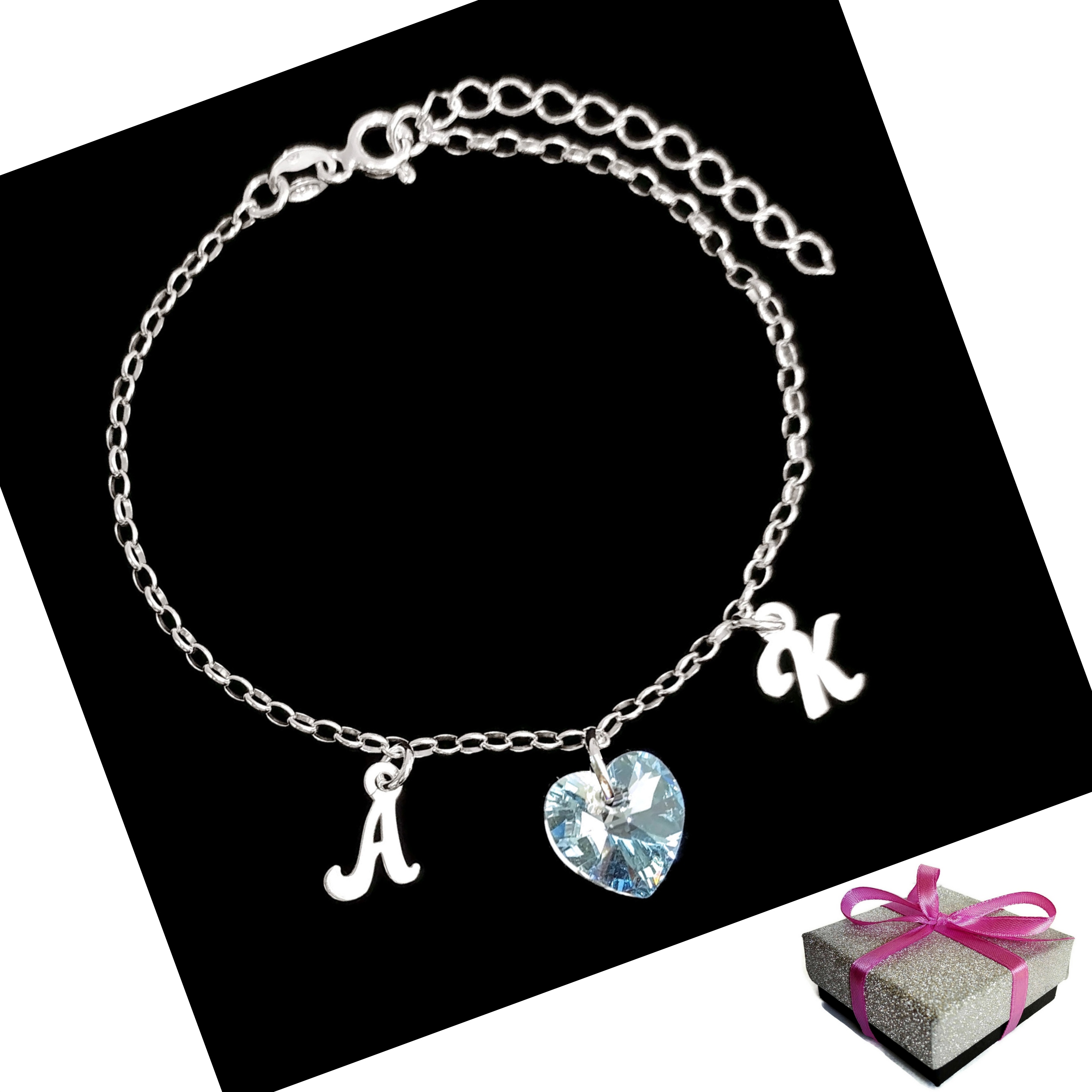 

Srebrna Litera Bransoletka Literka Litery Alfabet