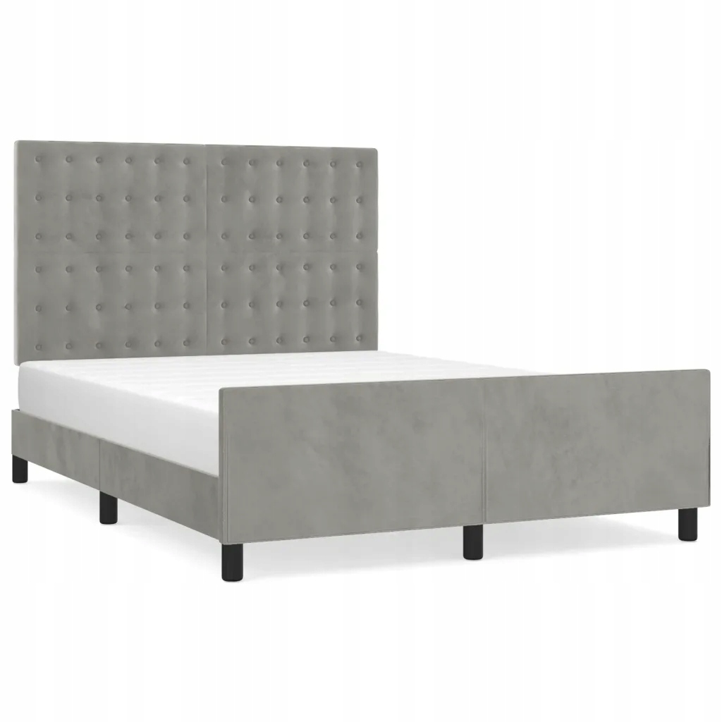Rám postele s čelem sametový, světle šedý 203x146x118/128 cm