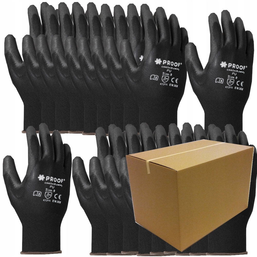 Робочі рукавички чорний поліуретан доказ 7-300par
