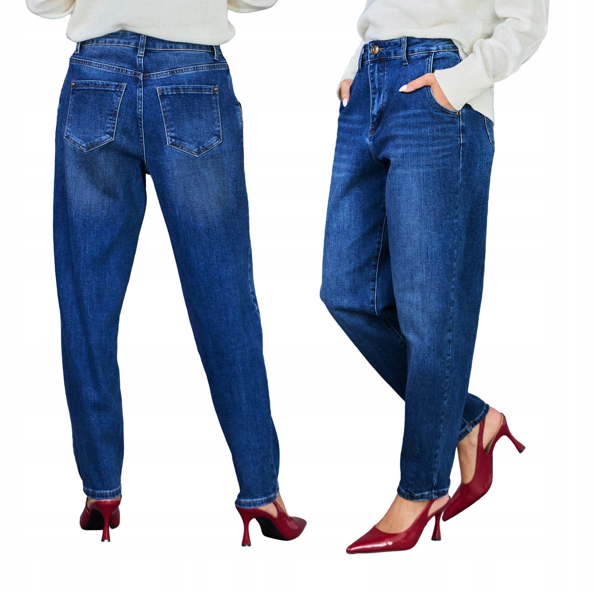 M.sara Balloon Kalhoty Volné Široké Nohavice Džíny Mom Fit Pásek Bonus