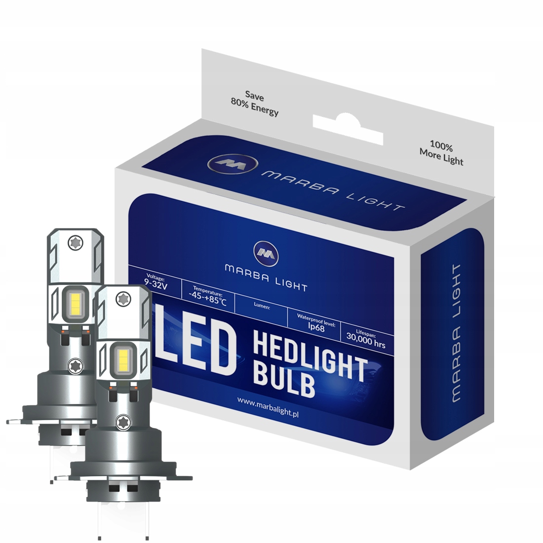 Žárovky H7 Led 30W Ultra White MLWINH7 2ks Bílé Výkonné Žárovky Canbus