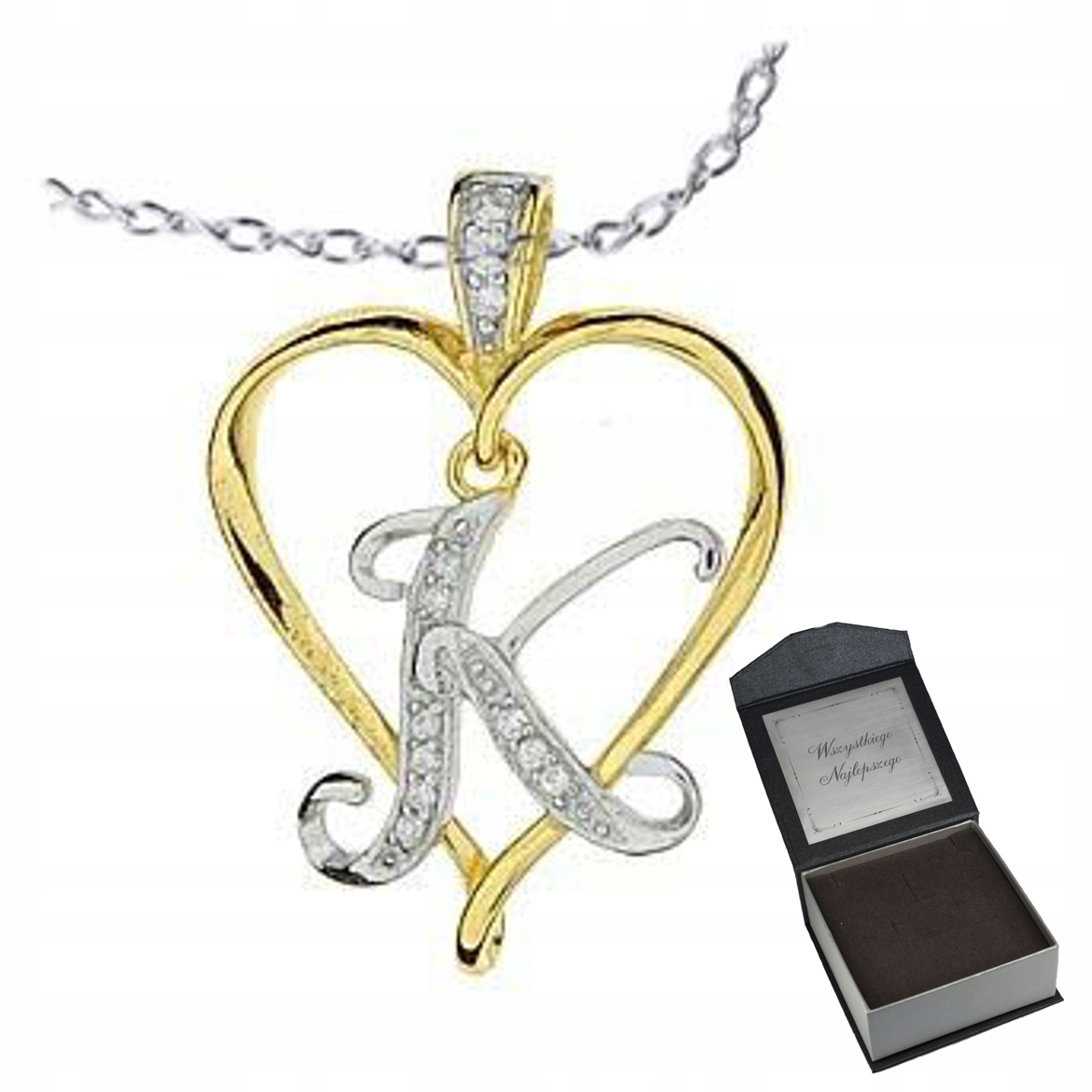 Náhrdelník písmeno K Srdíčko Stříbro Krabička Grawe