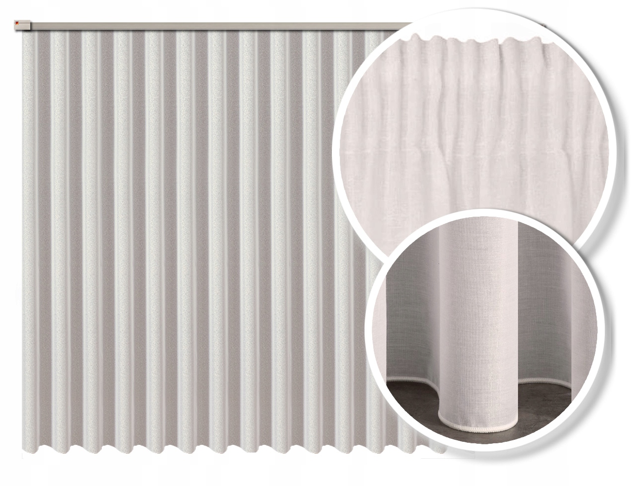 Hotová Záclona 100% Markizeta Ecru Závaží Páska