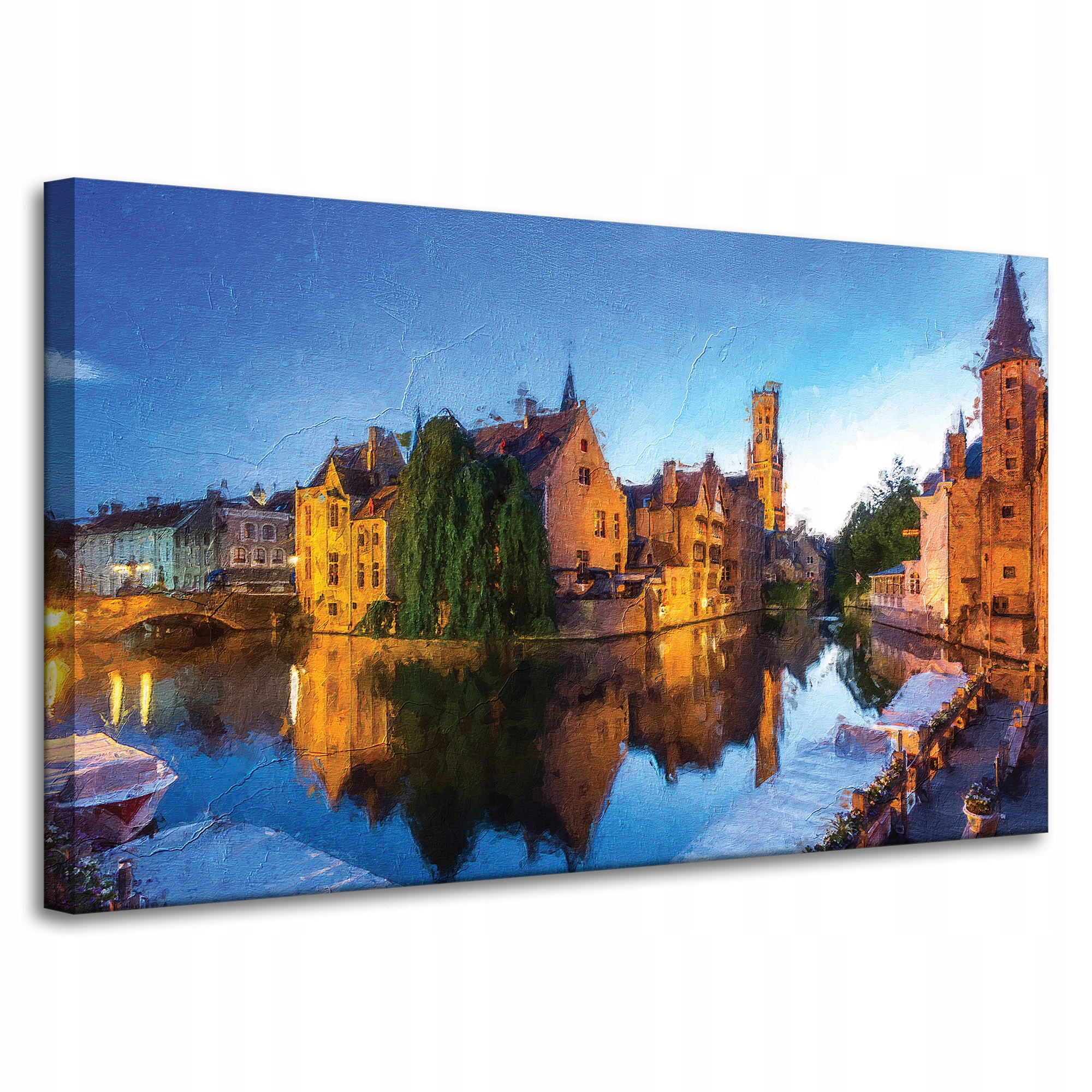 Obraz na plátně Řeka Město Olejový večer Styl 100x60 cm