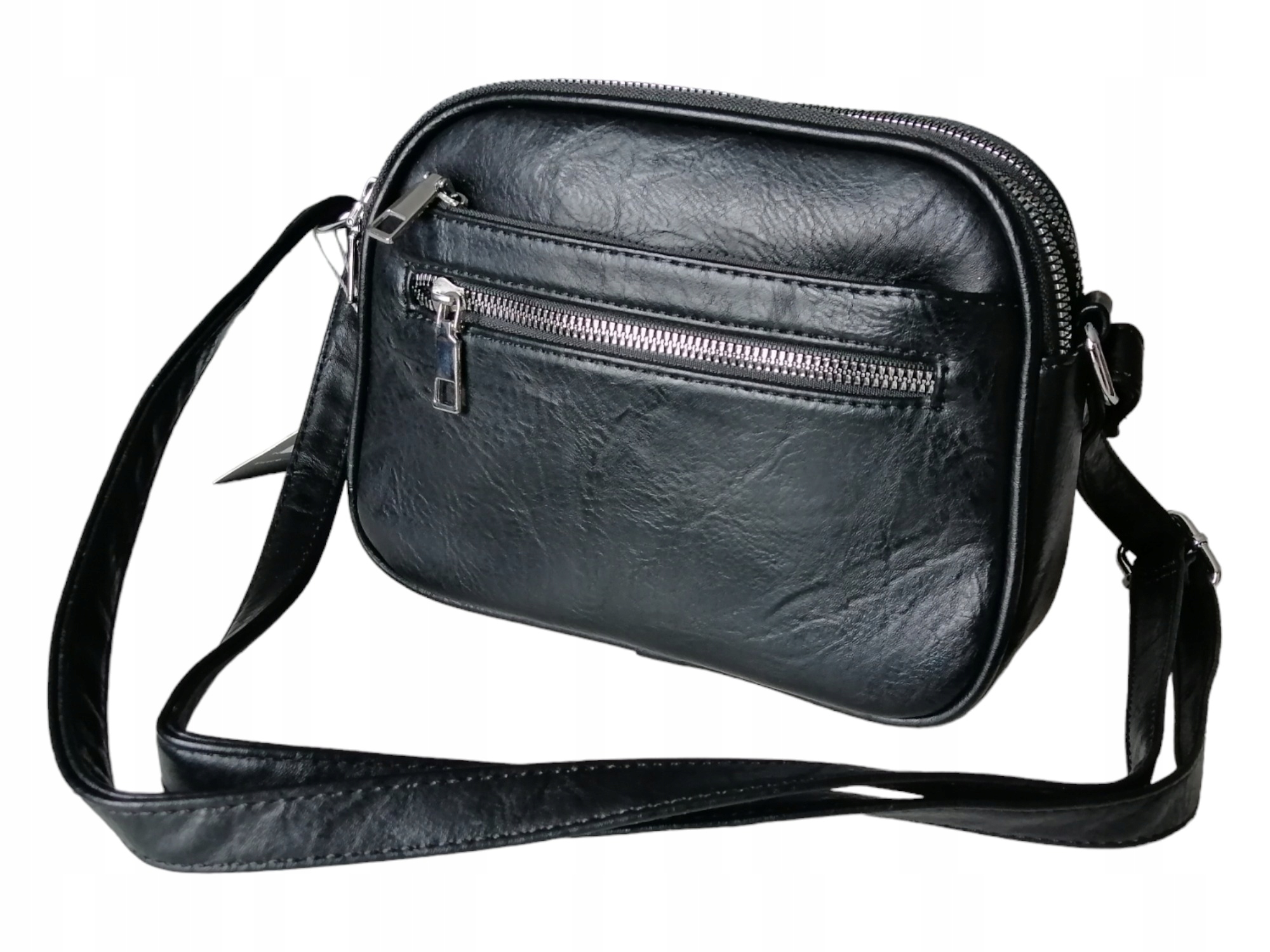 LISTONOSZKA - CZARNA TOREBKA DAMSKA NA RAMIĘ - PRAKTYCZNY KUFEREK