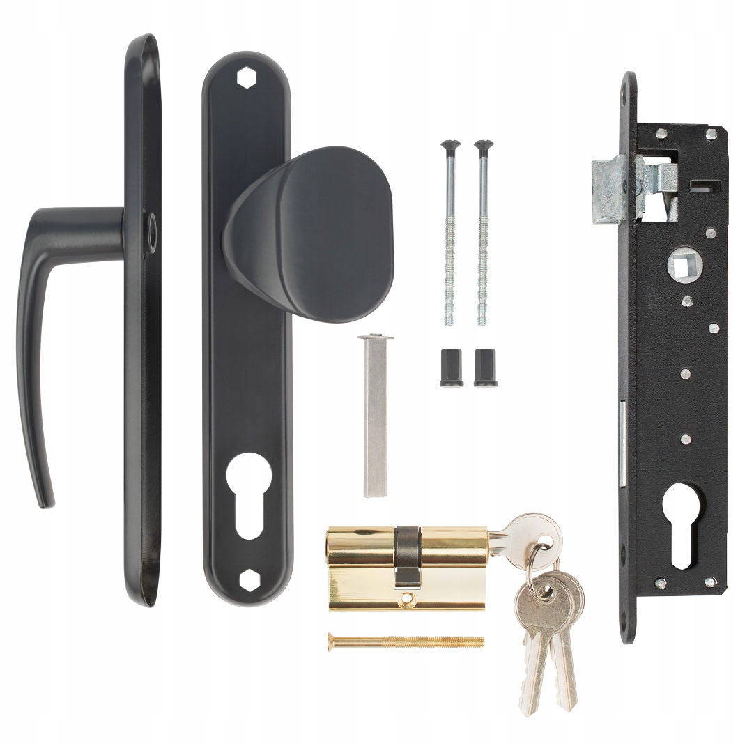 Sada Komplet Na Bránu Zámek Úchyt-klika Vložka Antracit RAL7016