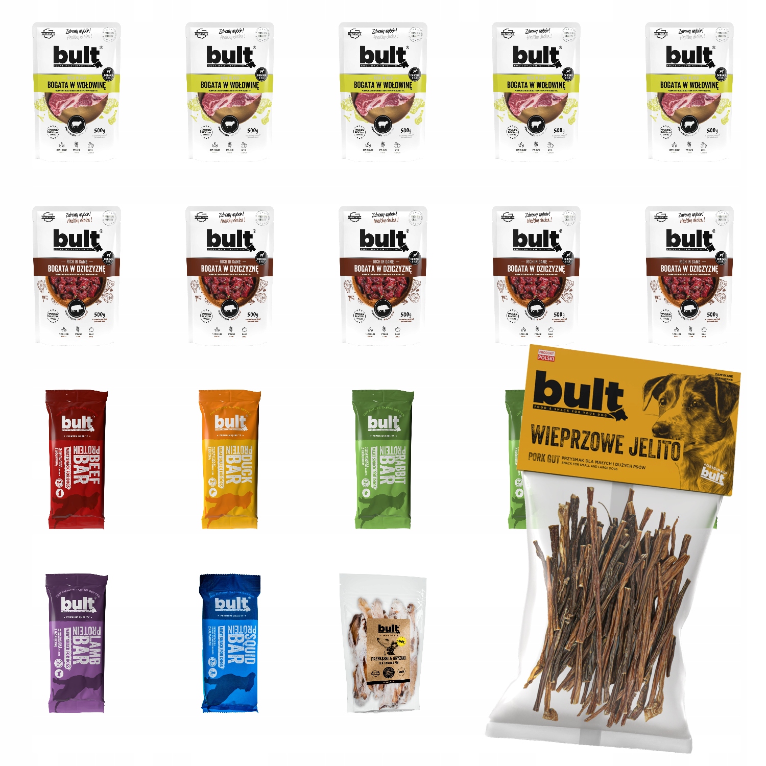 Levně MIX Vlhké Krmivo Bult Sáček 10x500G Hovězí Zvěřina Pochoutky