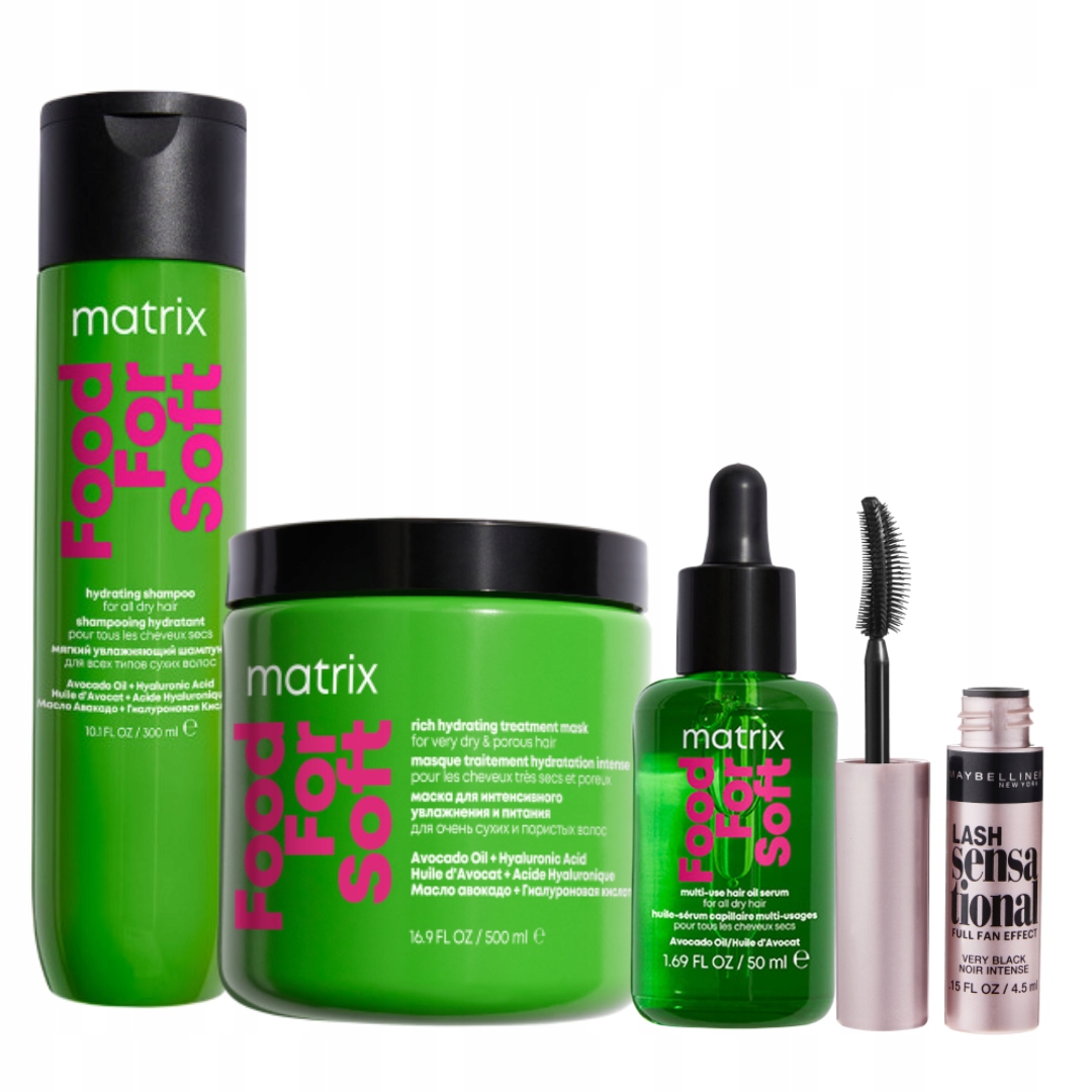 Matrix Food For Soft nawilżający szampon, maska, olejek do włosów suchych