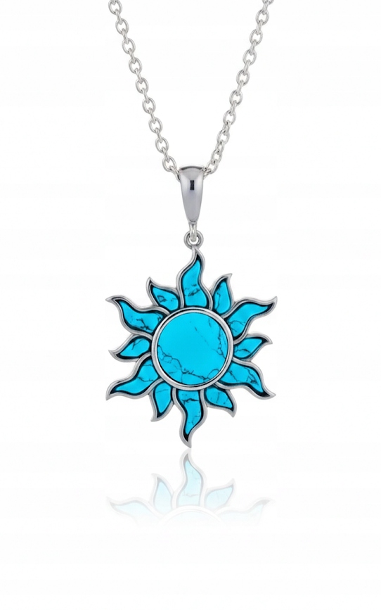Stříbrný Přívěsek Slunce S Tyrkysem, Stříbrný Přívěsek